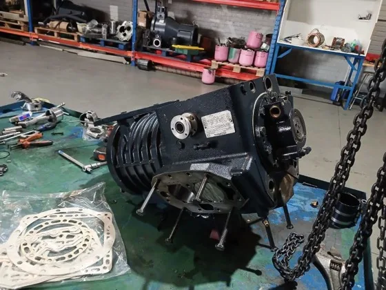 A Dorin piston compressor during assembly in the workshop