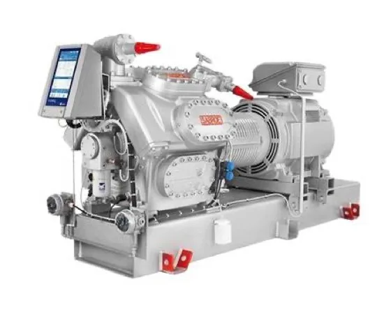 Sabroe industrial screw compressor with touchscreen control panel, manufacturer product image